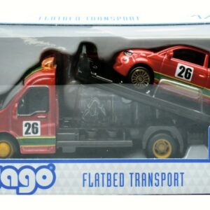 Modellino auto scala 1:43 Burago FIAT 500e FLATBED TRANSPORTER RED diecast modellismo statico