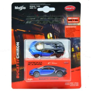 Modellino auto scala 1:64 BUGATTI CHIRON BLUE SPEED ICONS modellismo
